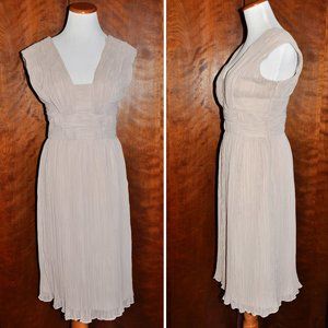 Vintage Adrianna Papell Beige Grecian Style Pleated Dress Size 4